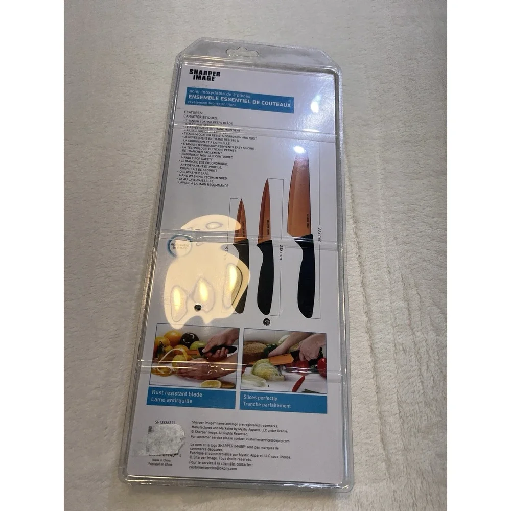 New Sharper Image 3 Piece Essential Knief Kit Black Titanium Coated